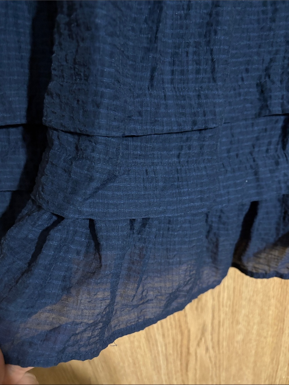 Women’s Navy Ruffle-Tier Mini Dress - Picture 8 of 8